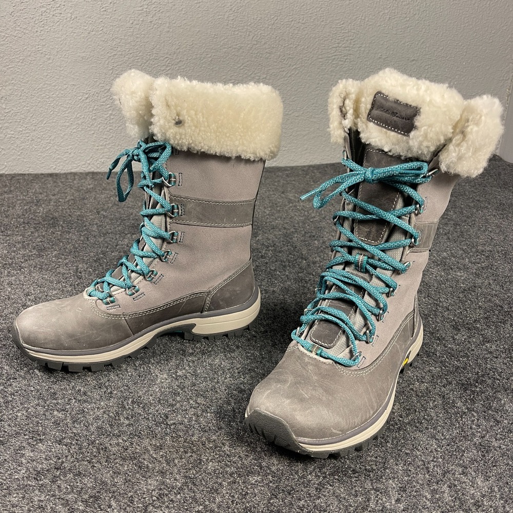 Eddie Bauer Women's Rainier Waterproof Boots Size 7.5 M Cinder Shearling Winter